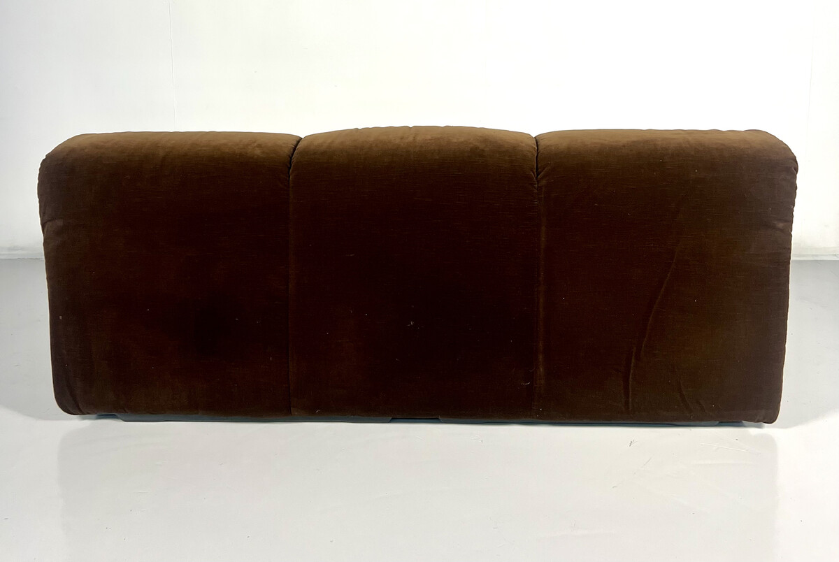 Mid-Century Italian Sofa, Brown Original Velvet, 1970s