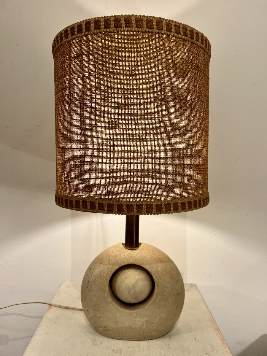 Mid-Century Italian Travertin Table Lamp, Italy