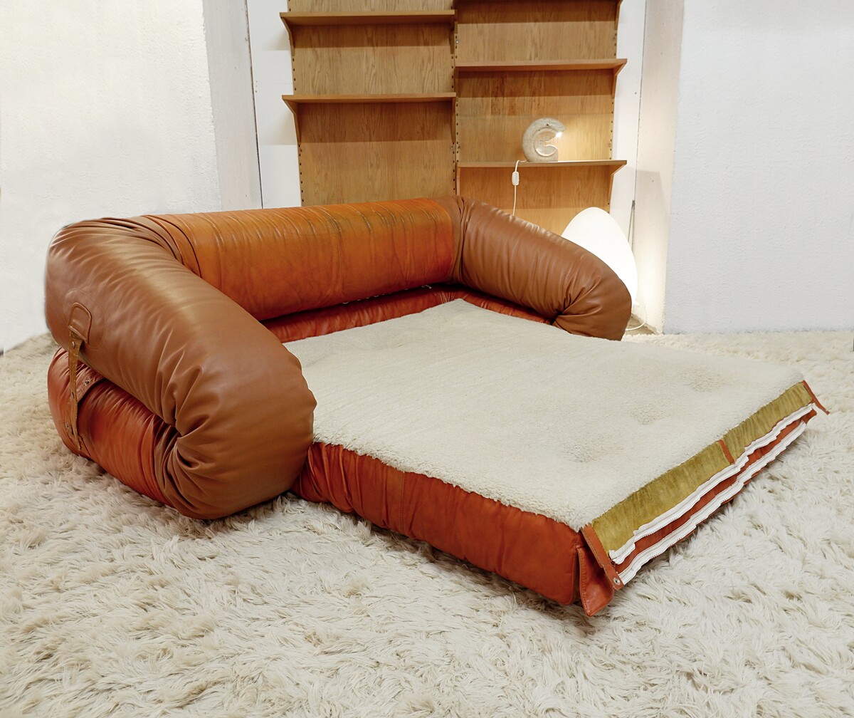 Mid-century Leather Sofa / Bed model ''Anfibio