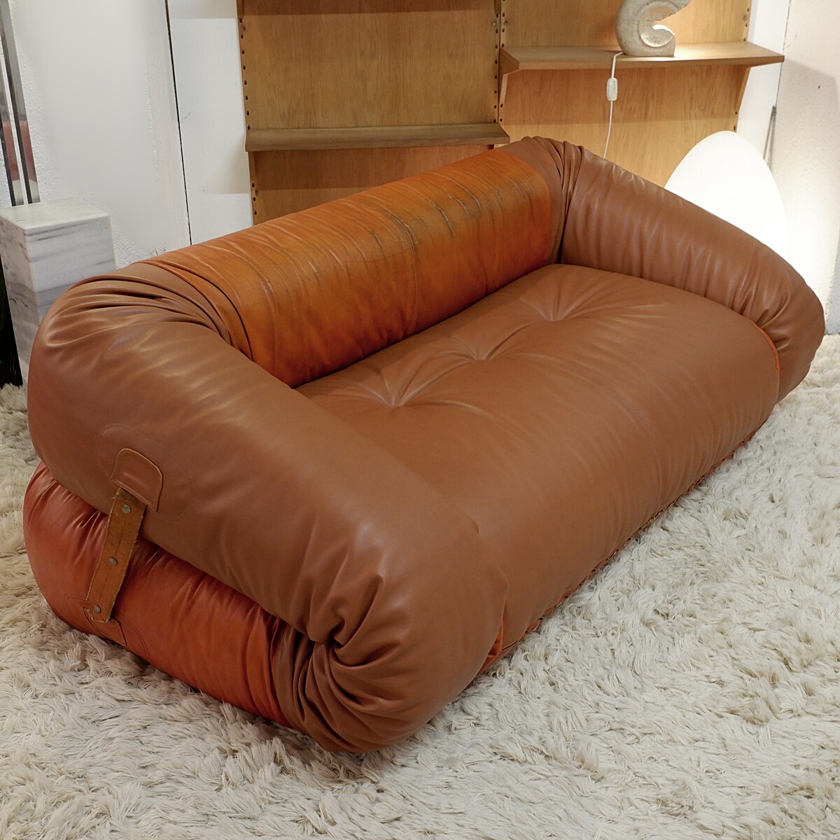 Mid-century Leather Sofa / Bed model ''Anfibio