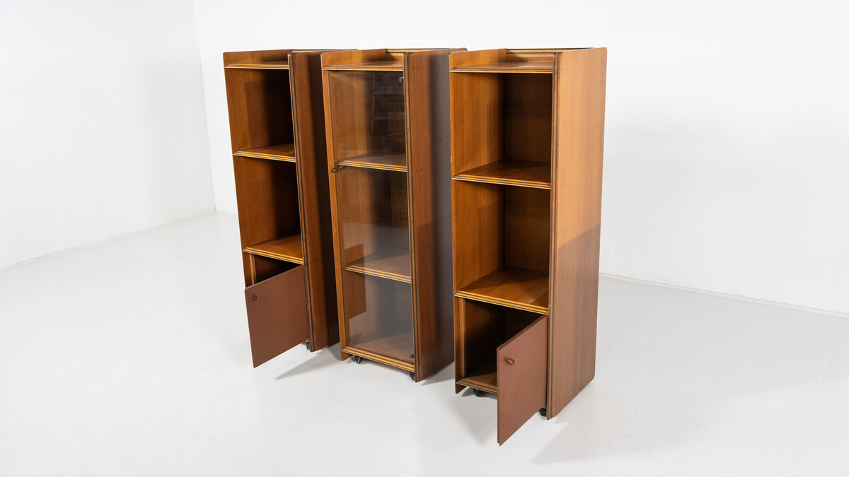 Mid-Century Modern Artona shelf by Afra & Tobia Scarpa for Maxalto, Wood and Leather, 1970s - Sold per Piece