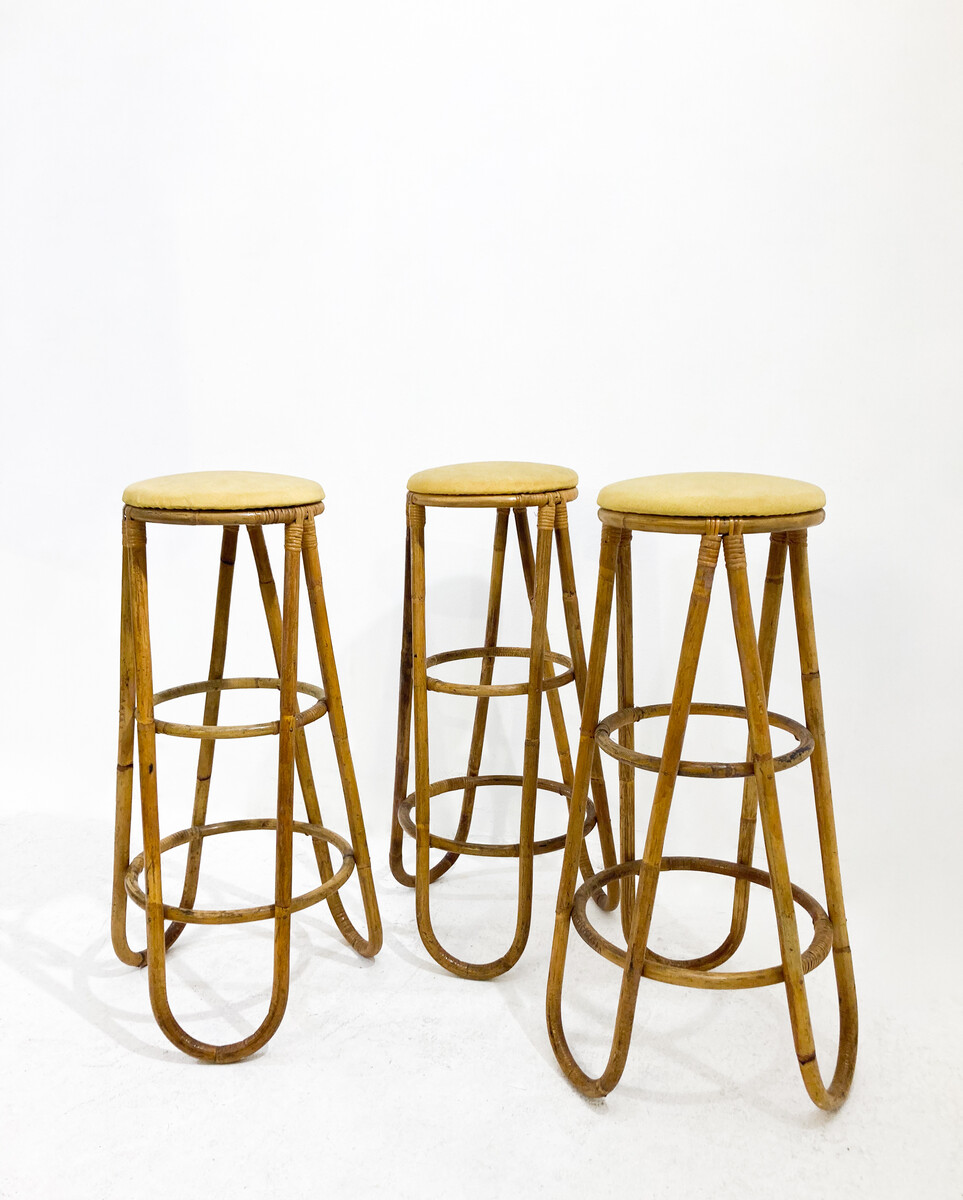 Mid-Century Modern Bamboo Bar Stools