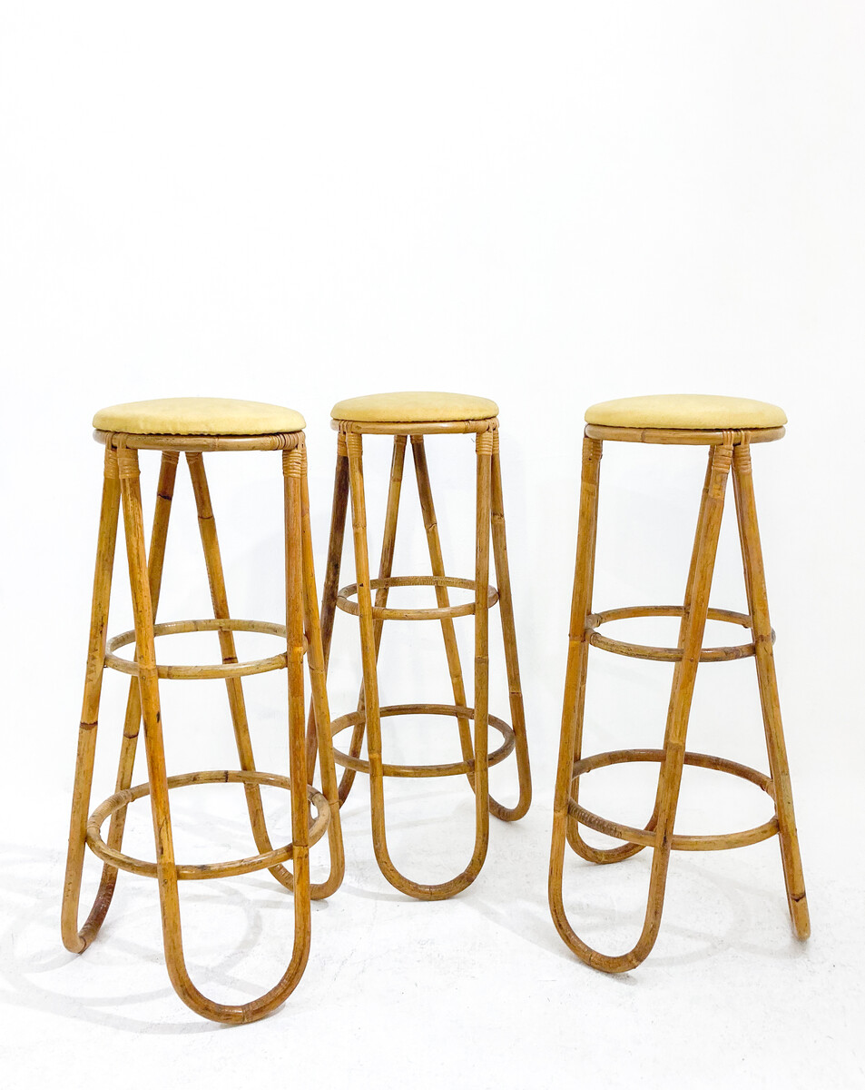 Mid-Century Modern Bamboo Bar Stools