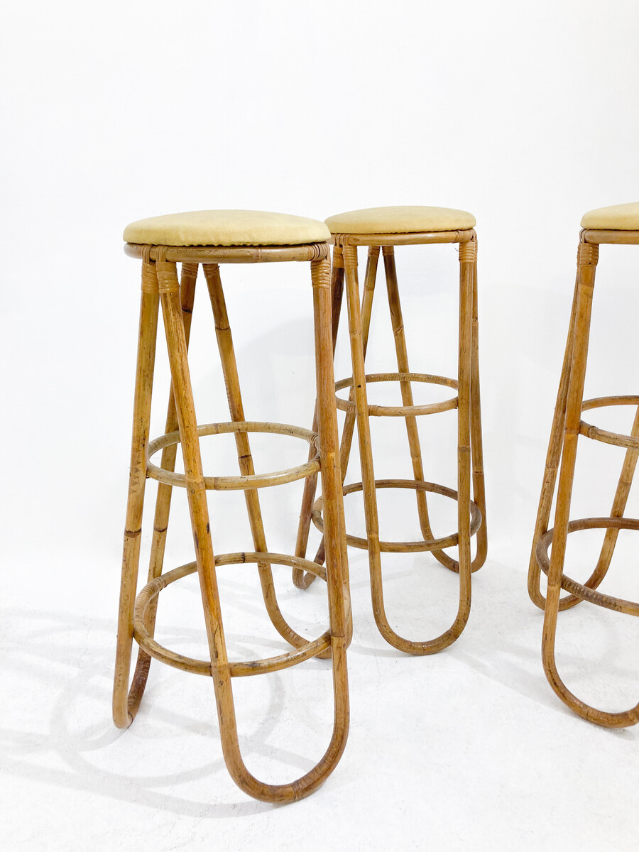 Mid-Century Modern Bamboo Bar Stools