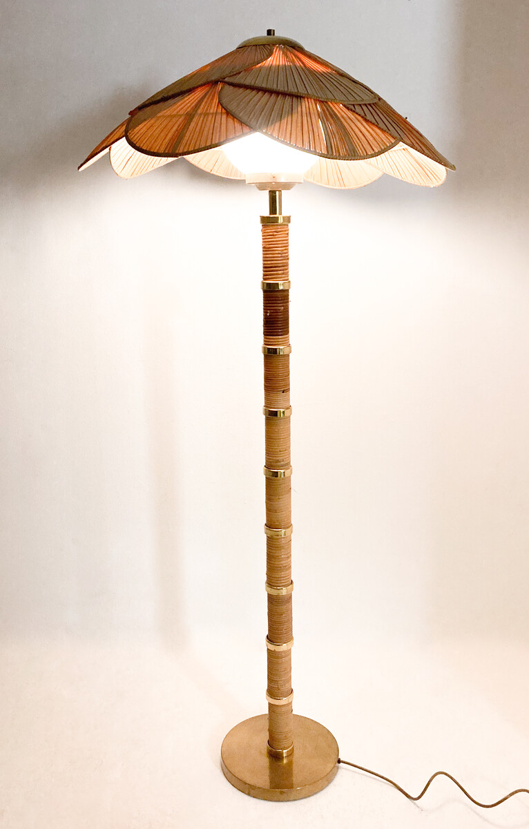 Mid-Century Modern Bamboo Floor Lamp attributed to Miranda Ab, 1960s