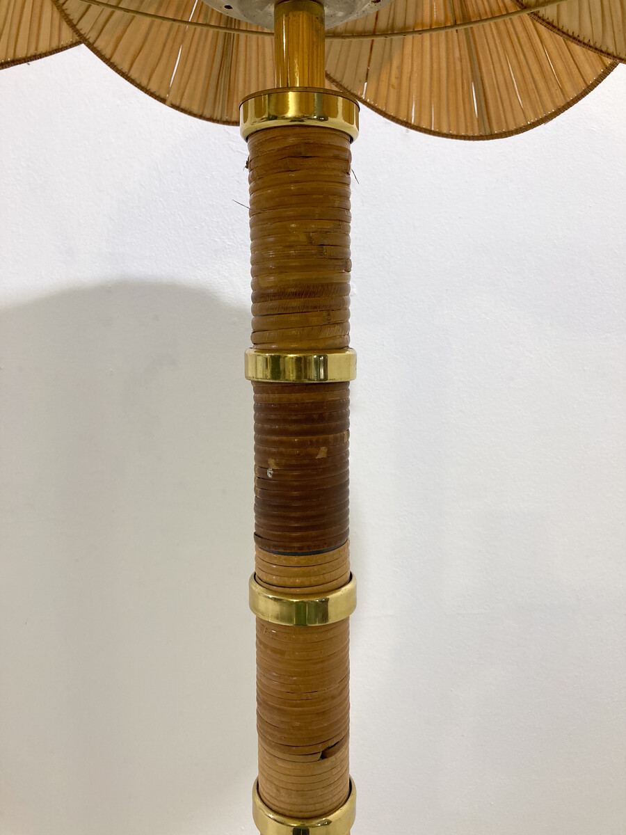 Mid-Century Modern Bamboo Floor Lamp attributed to Miranda Ab, 1960s