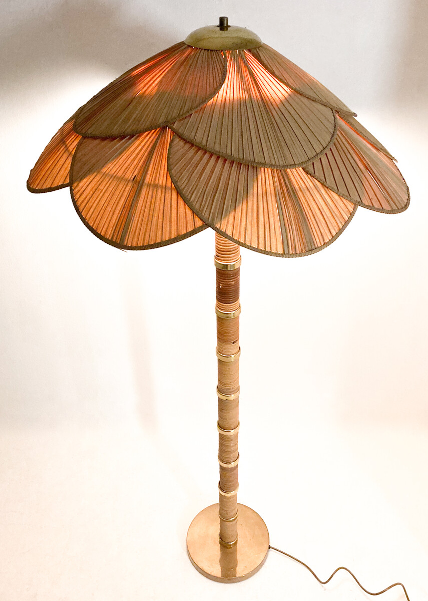 Mid-Century Modern Bamboo Floor Lamp attributed to Miranda Ab, 1960s