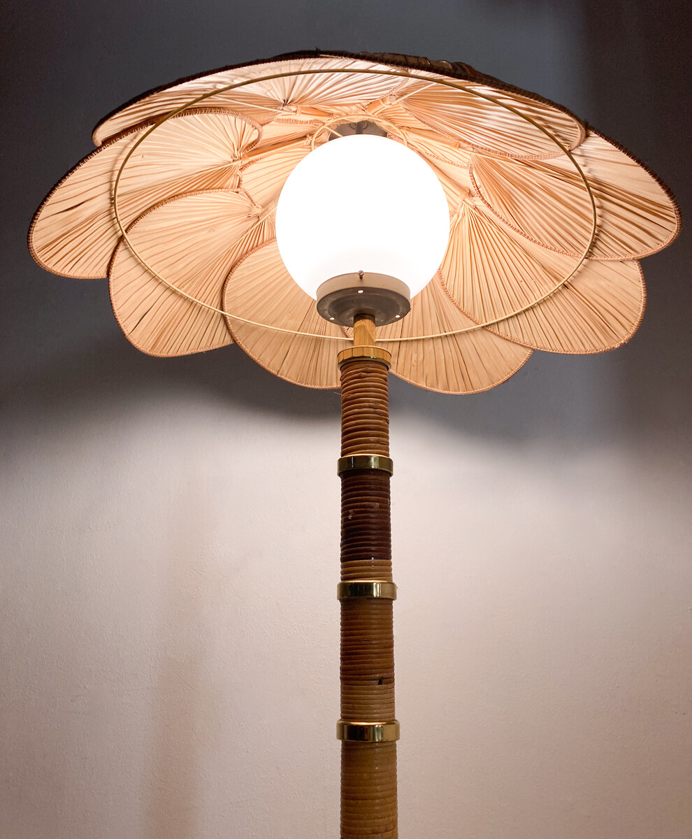 Mid-Century Modern Bamboo Floor Lamp attributed to Miranda Ab, 1960s