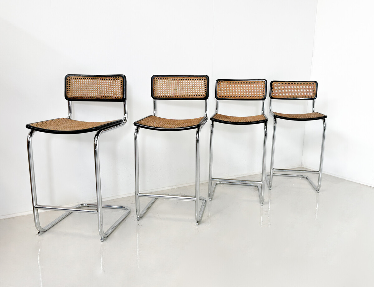 Mid-Century Modern Bar Stools, in the style of Marcel Breuer