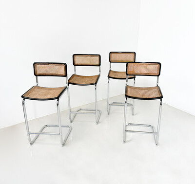 Mid-Century Modern Bar Stools, in the style of Marcel Breuer