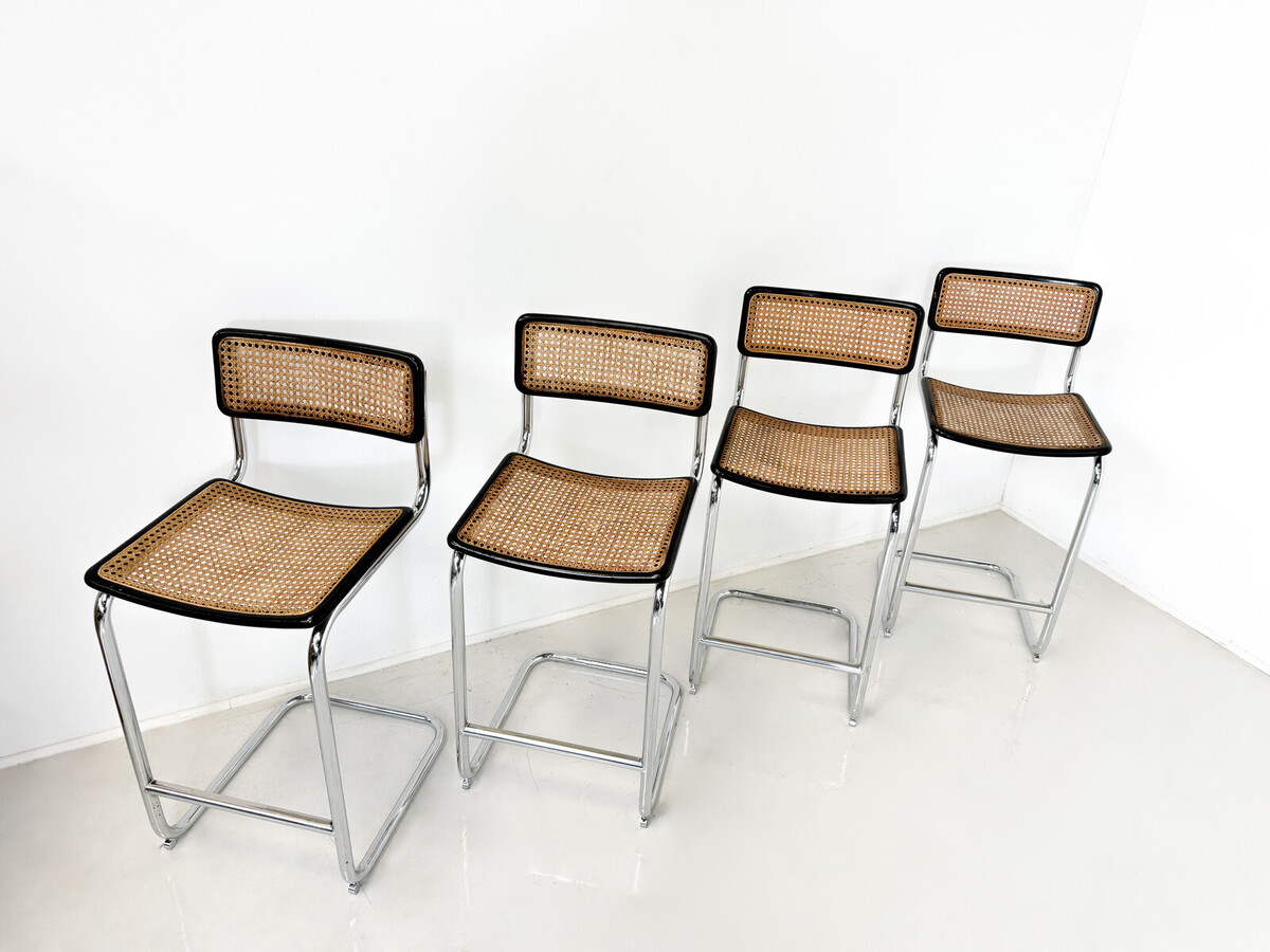 Mid-Century Modern Bar Stools, in the style of Marcel Breuer