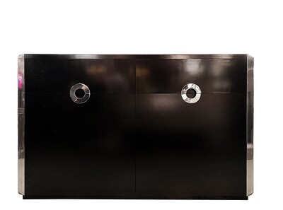 Mid century Modern Black and Chrome Sideboard by Willy Rizzo for Mario Sabot, Italy, 1970s