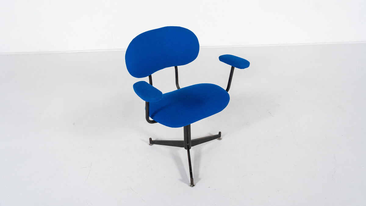 Mid-Century Modern Bleu Swivel Desk Chair