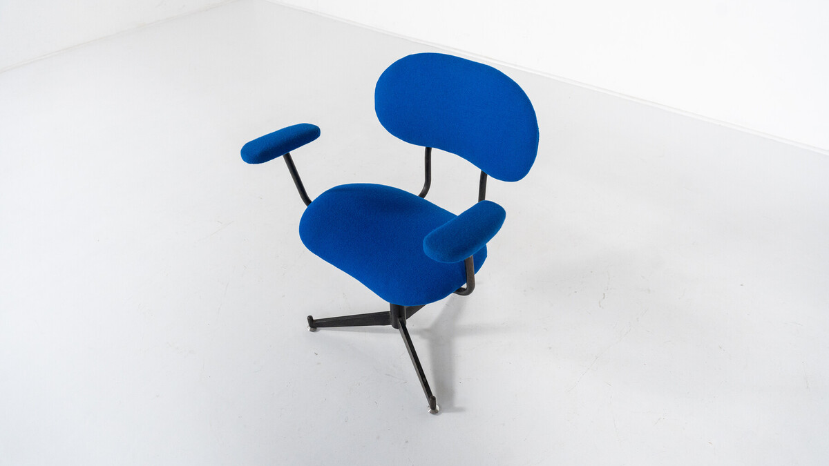 Mid-Century Modern Bleu Swivel Desk Chair