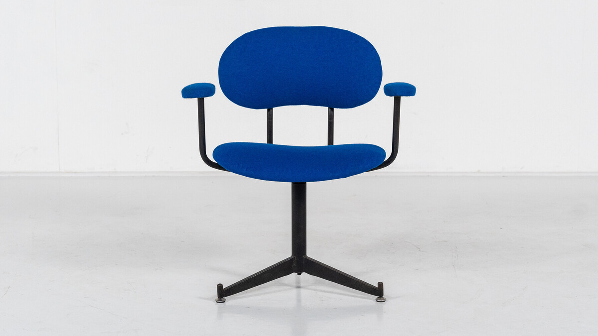 Mid-Century Modern Bleu Swivel Desk Chair