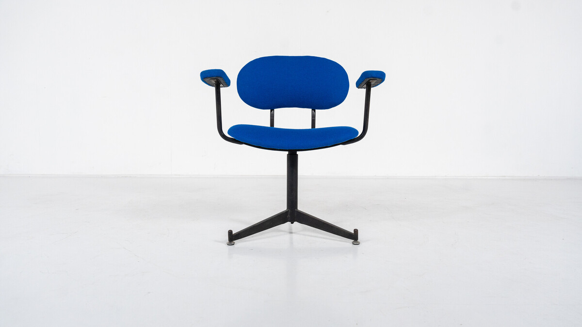 Mid-Century Modern Bleu Swivel Desk Chair