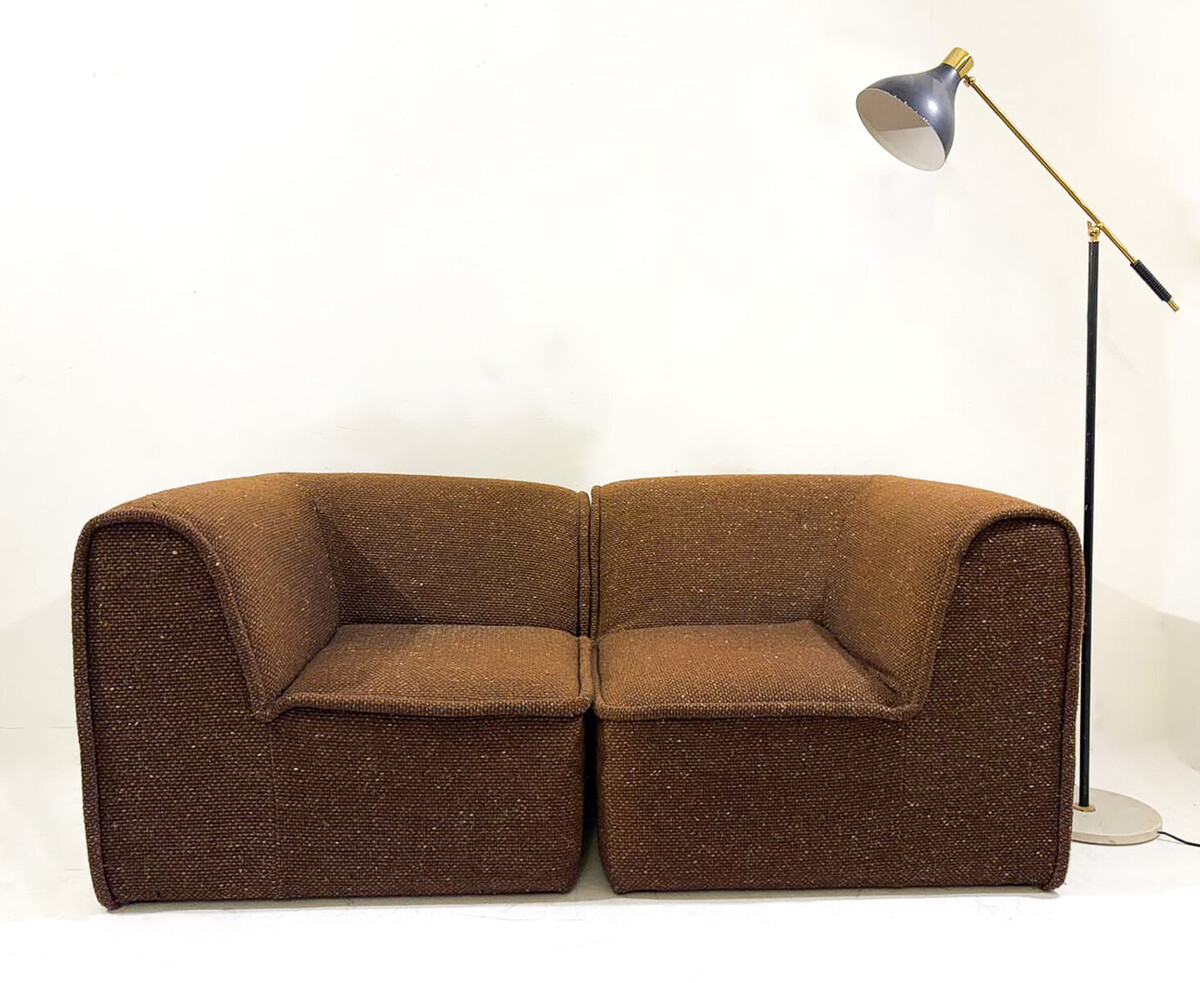 Mid-Century Modern Brown Two-Seater Sofa, Italy