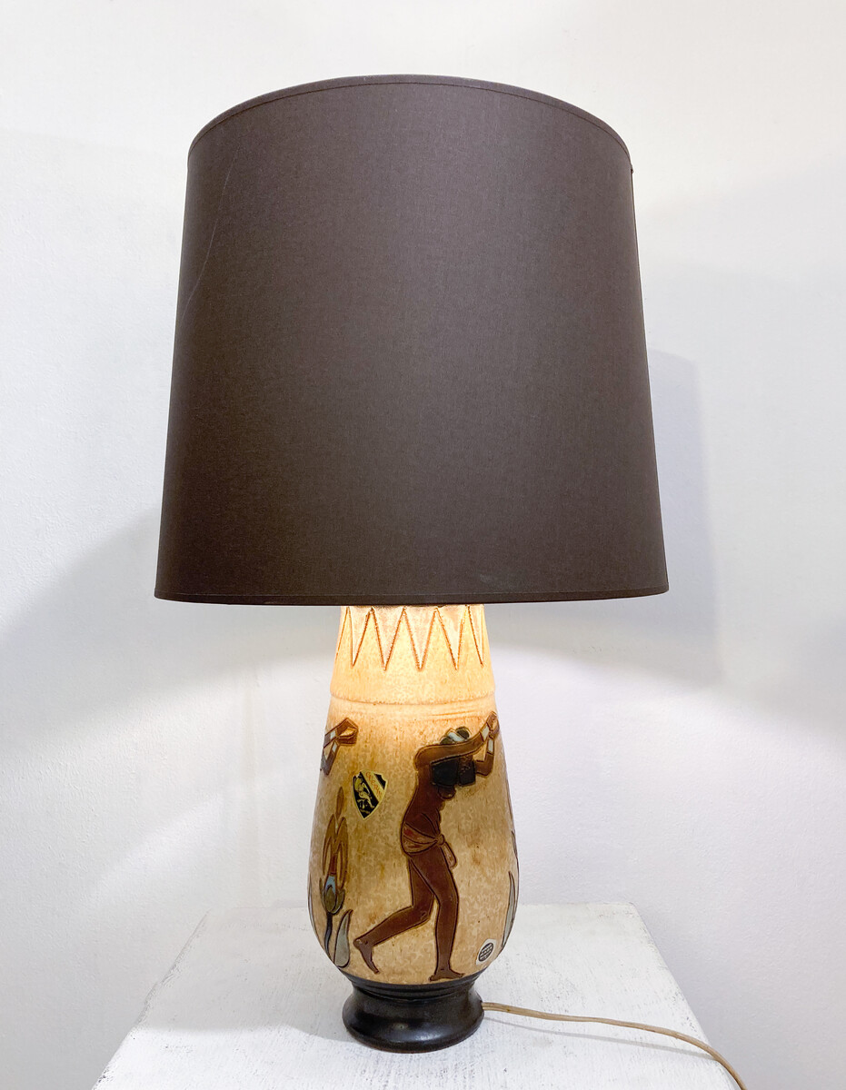 Mid-Century Modern Ceramic Table Lamp by Roger Guérin, Belgium