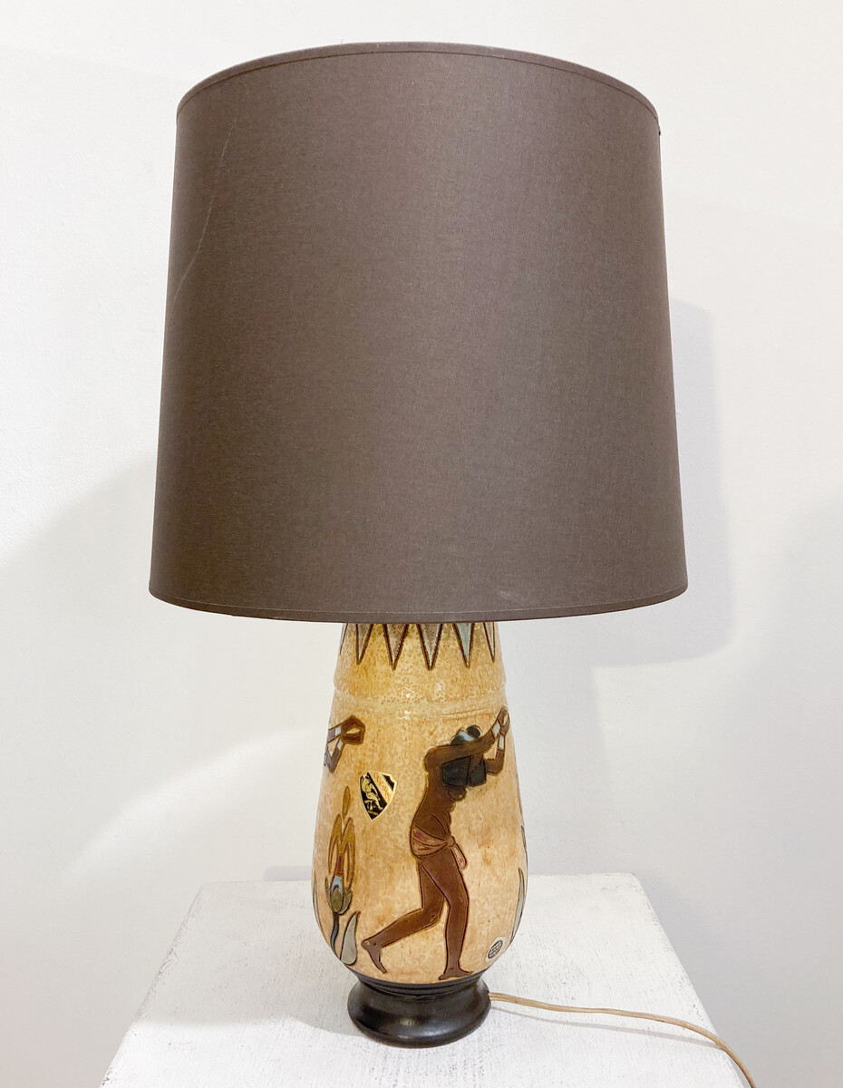 Mid-Century Modern Ceramic Table Lamp by Roger Guérin, Belgium