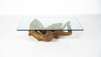 Mid-Century Modern Coffee Table by Claudio Trevi, Glass and Concrete, 1970s