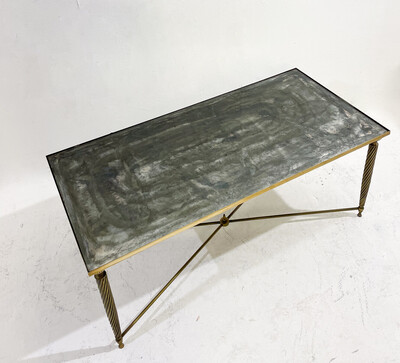 Mid-Century Modern Coffee Table, Glass and Brass