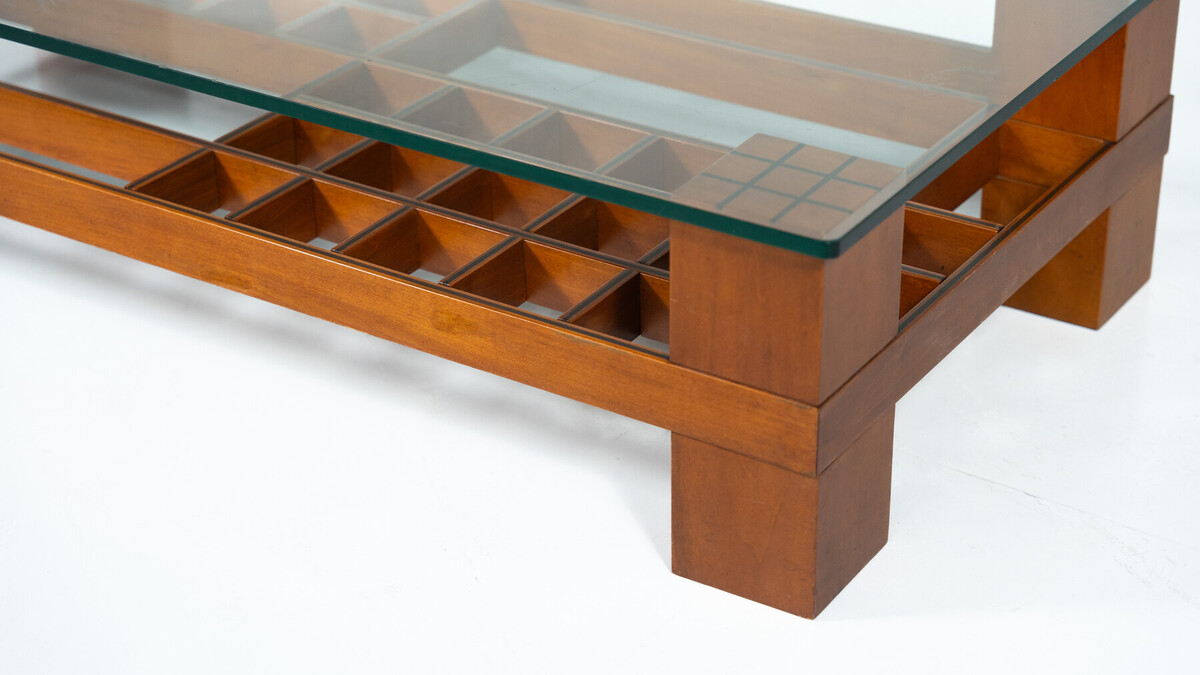 Mid-Century Modern Coffee Table, Wood and Glass, Italy, 1960s