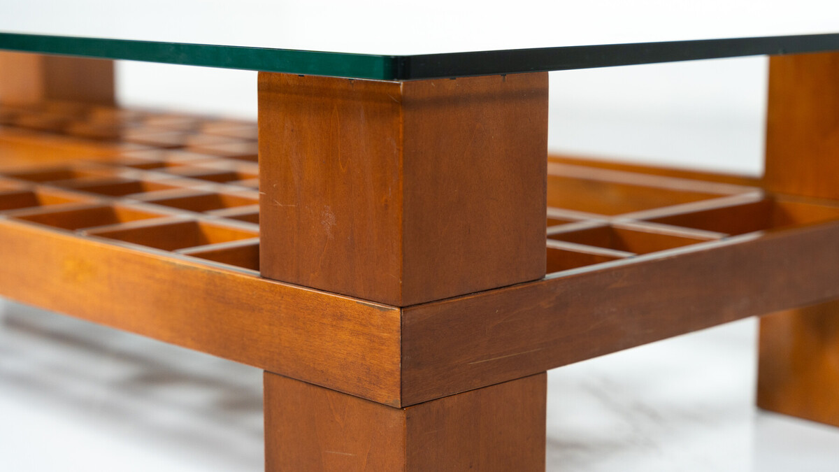 Mid-Century Modern Coffee Table, Wood and Glass, Italy, 1960s
