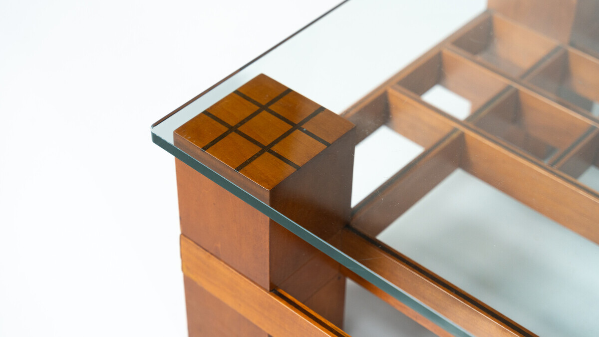 Mid-Century Modern Coffee Table, Wood and Glass, Italy, 1960s