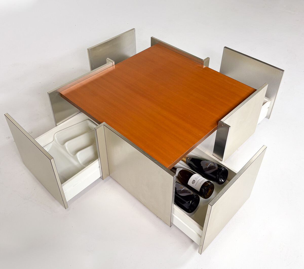 Mid-Century Modern Coffee Table Wood and Metal, Italy, 1970s