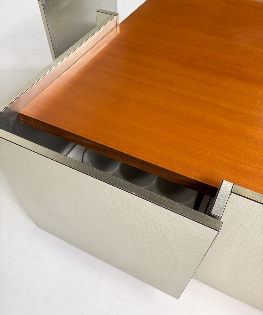 Mid-Century Modern Coffee Table Wood and Metal, Italy, 1970s