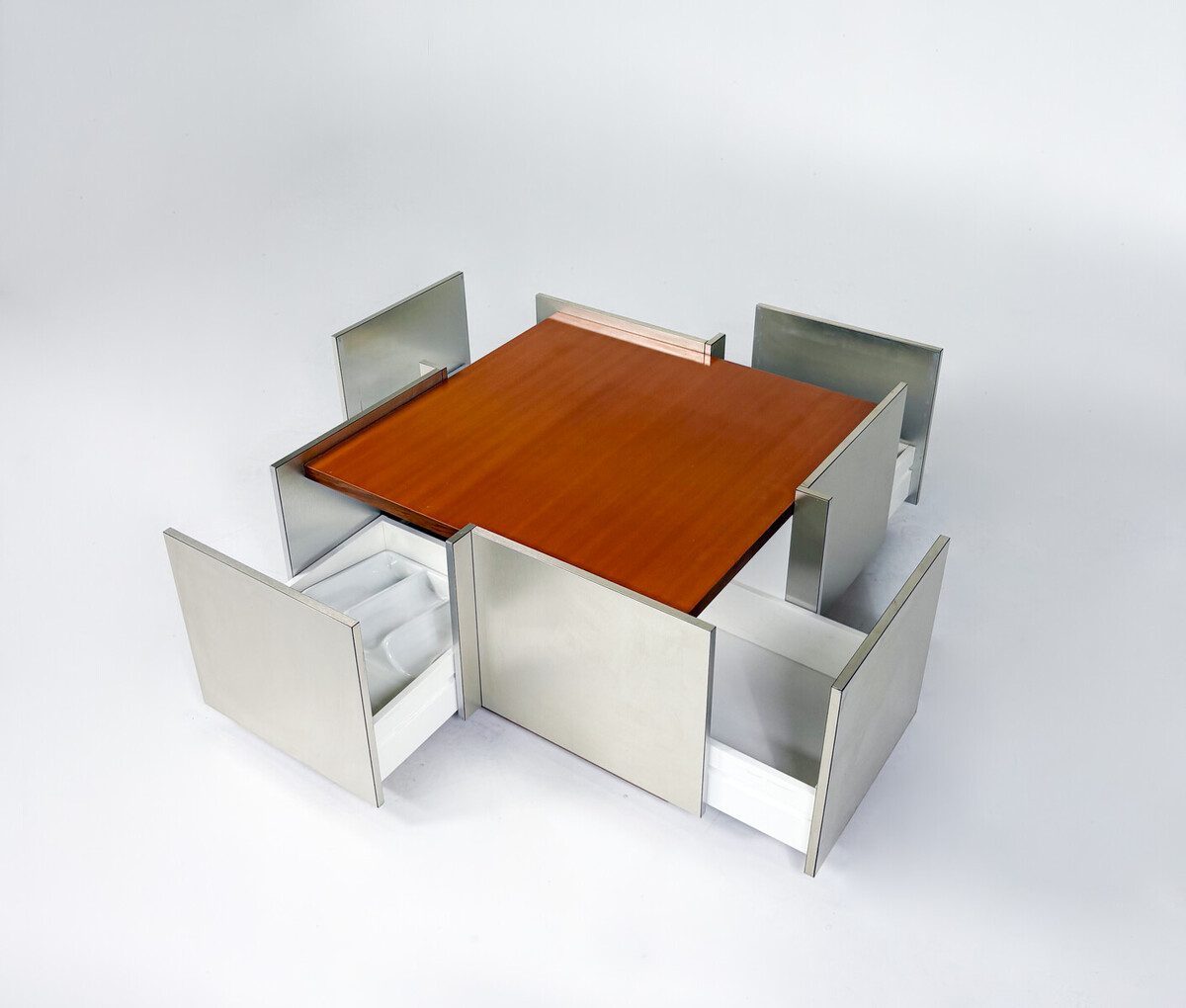 Mid-Century Modern Coffee Table Wood and Metal, Italy, 1970s