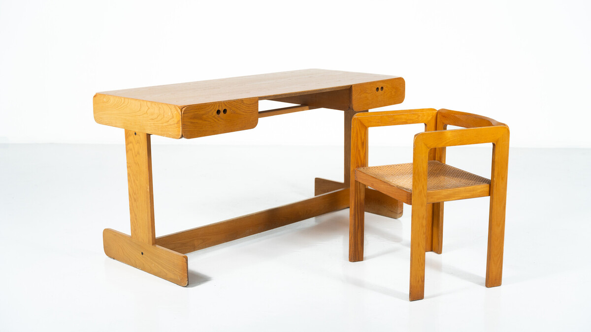 Mid-Century Modern Desk and Chair by Derk Jan De Vries, Domus, 1960s