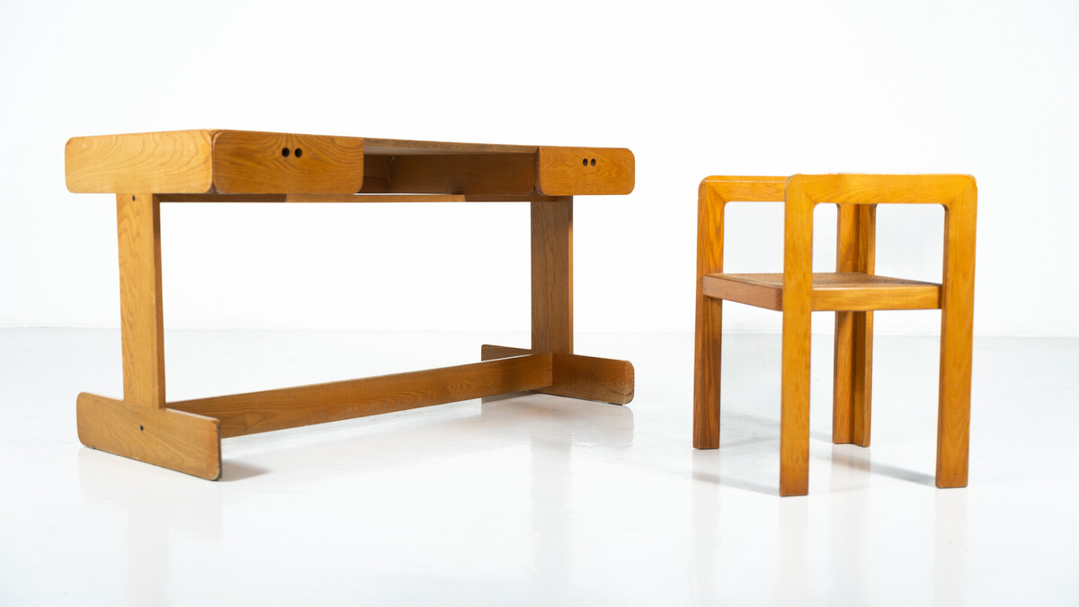 Mid-Century Modern Desk and Chair by Derk Jan De Vries, Domus, 1960s