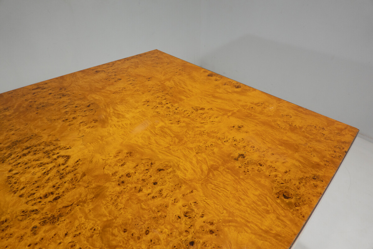 Mid-Century Modern Dining Table In The Style of Willy Rizzo, Ash Burl, Italy