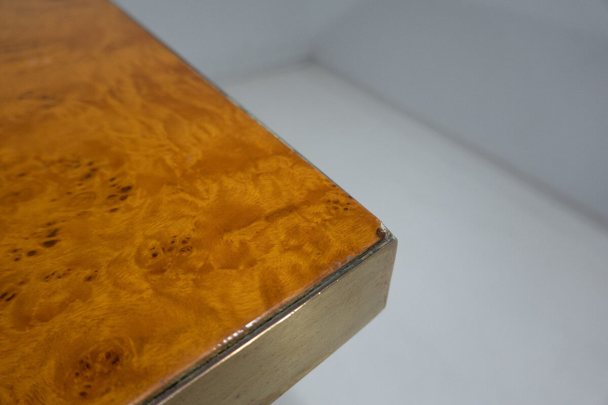 Mid-Century Modern Dining Table In The Style of Willy Rizzo, Ash Burl, Italy