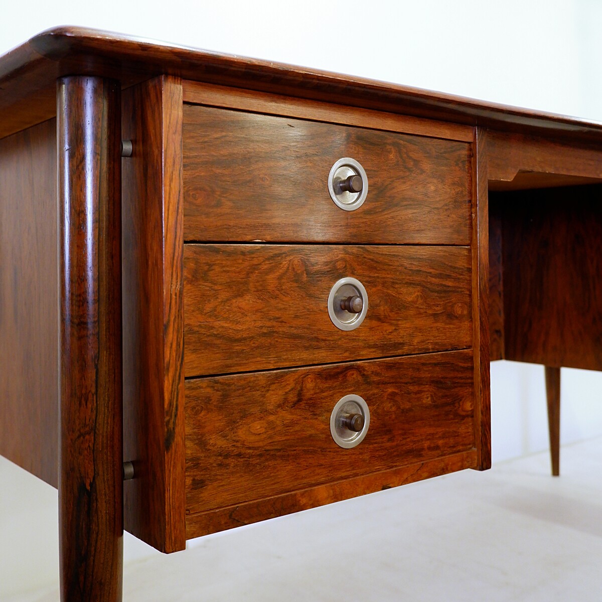 Mid Century Modern Double Sided desk with two drawer modules