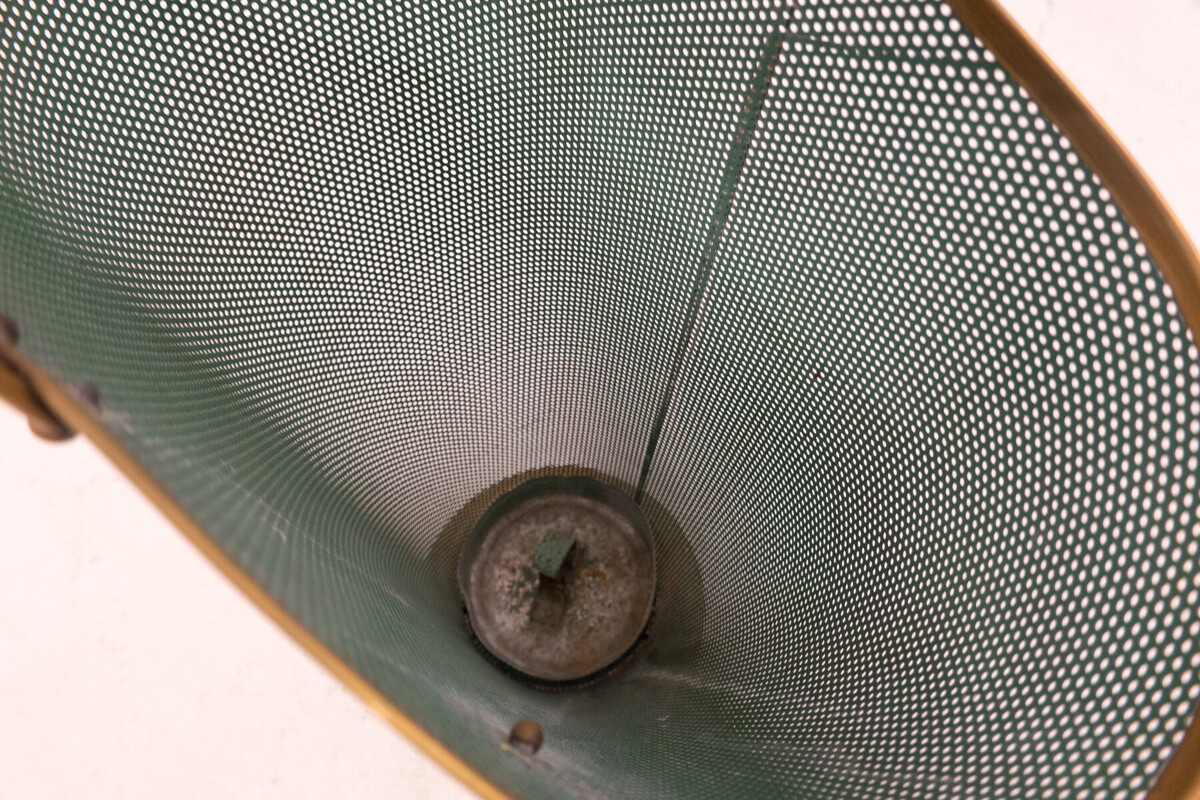 Mid-Century Modern Green Metal and Brass Umbrella Stand - Italy 1950s