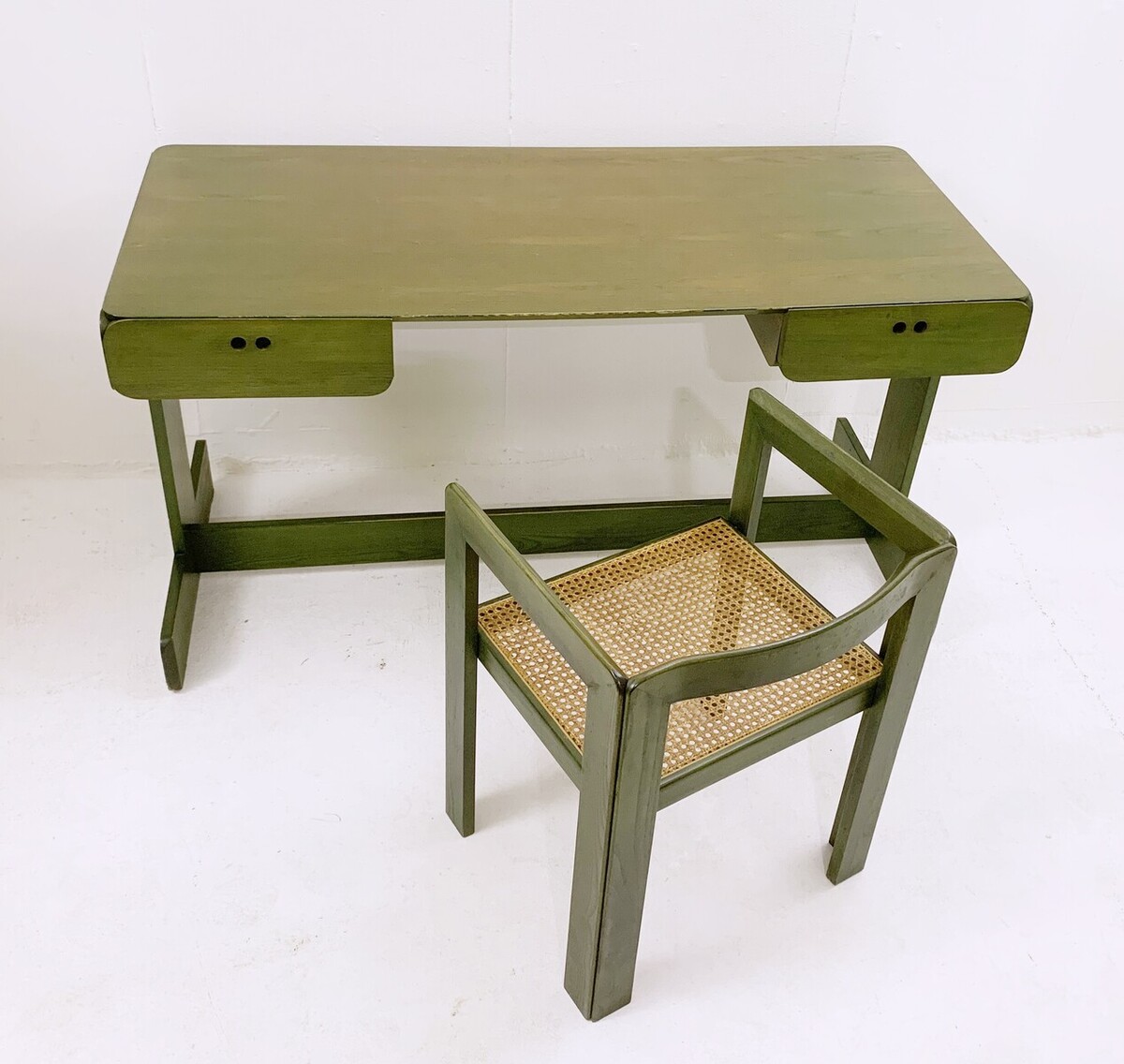 Mid-Century Modern Green Wooden Desk by Derk Jan de Vries - The Netherlands 1960s