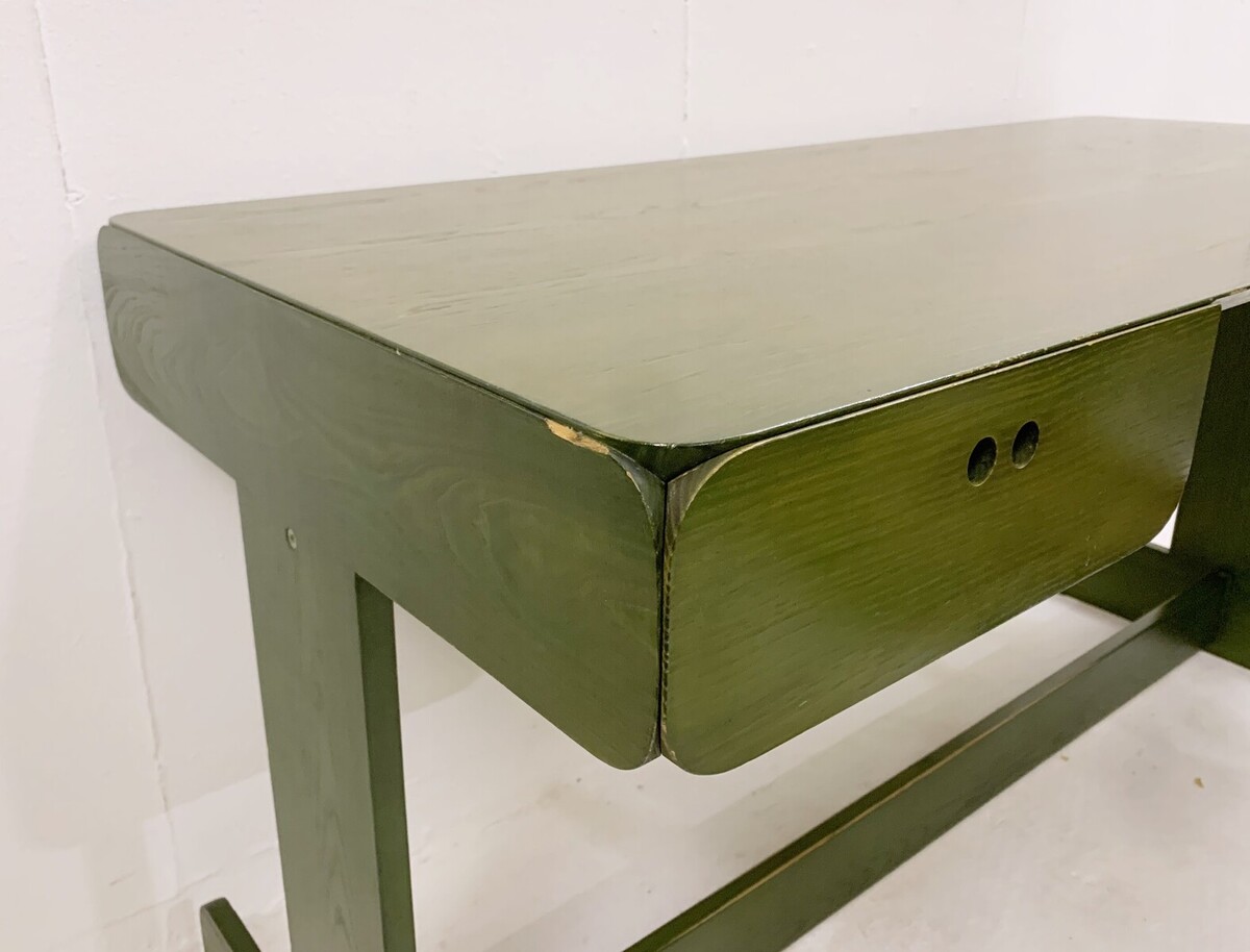 Mid-Century Modern Green Wooden Desk by Derk Jan de Vries - The Netherlands 1960s