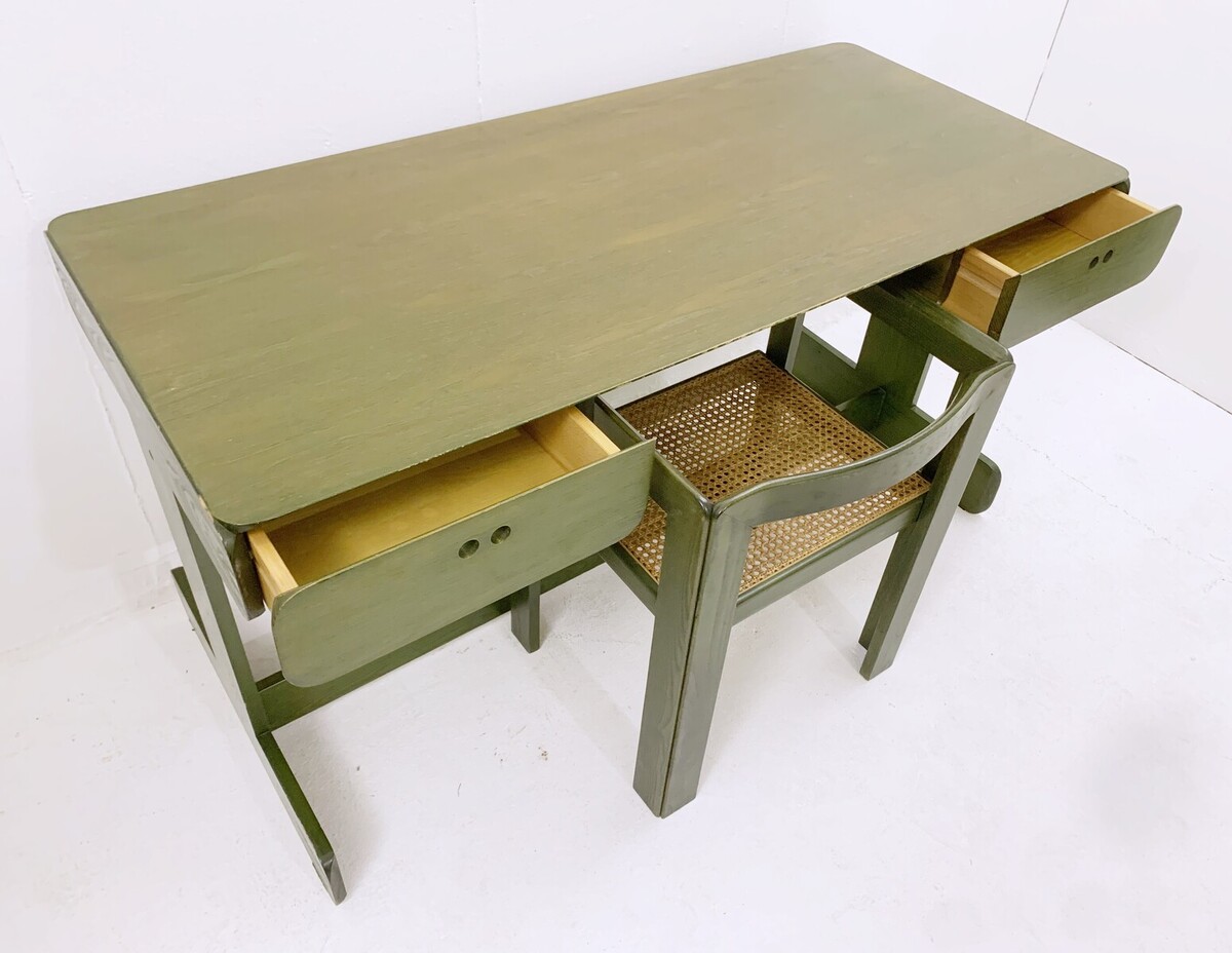 Mid-Century Modern Green Wooden Desk by Derk Jan de Vries - The Netherlands 1960s