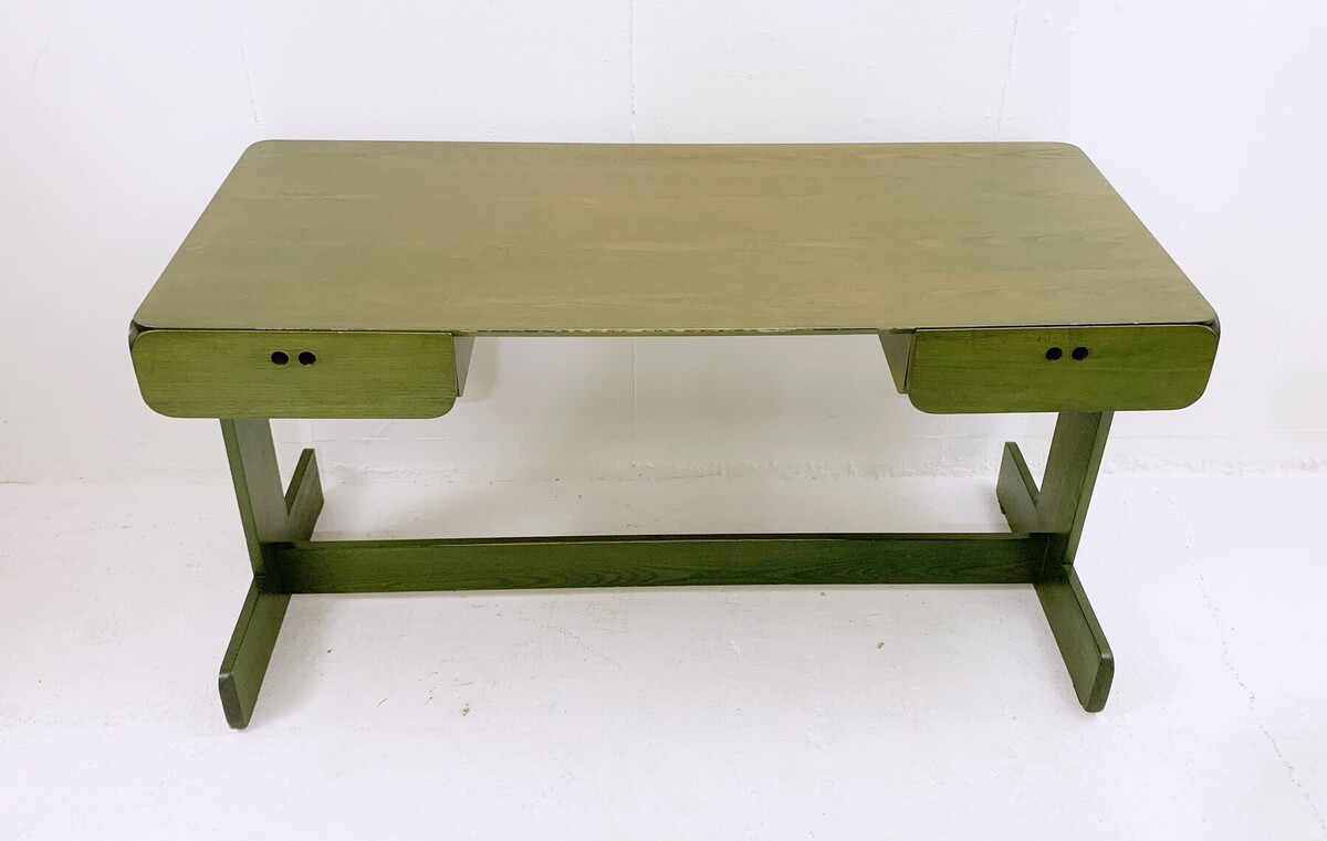Mid-Century Modern Green Wooden Desk by Derk Jan de Vries - The Netherlands 1960s