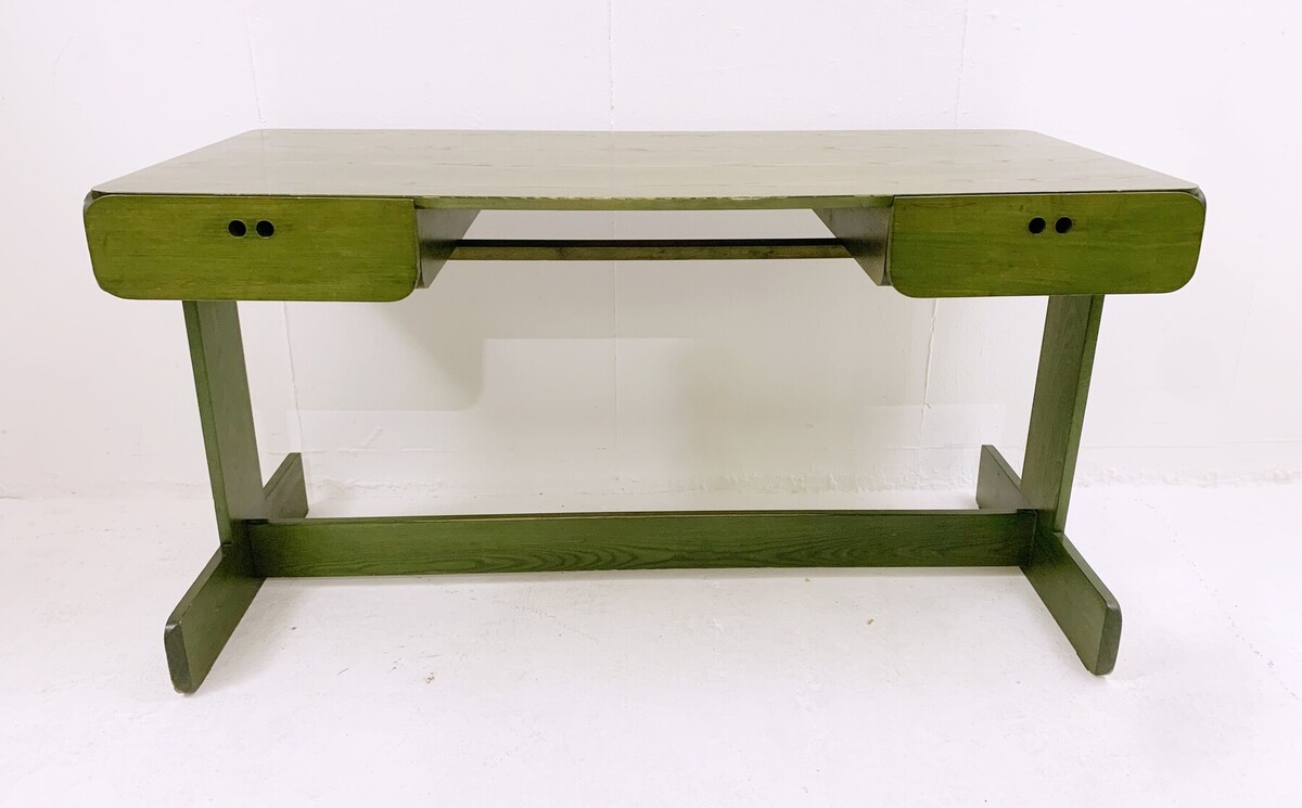 Mid-Century Modern Green Wooden Desk by Derk Jan de Vries - The Netherlands 1960s