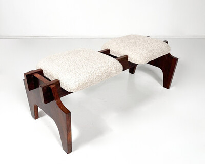 Mid-Century Modern Italian Bench, New Upholstery, 1960s