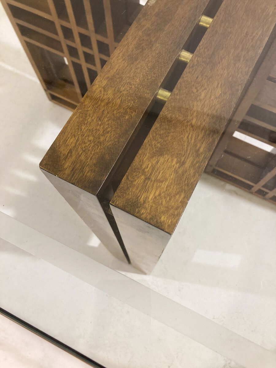 Mid-Century Modern Italian Dining Table, Wood and Glass, 1960's