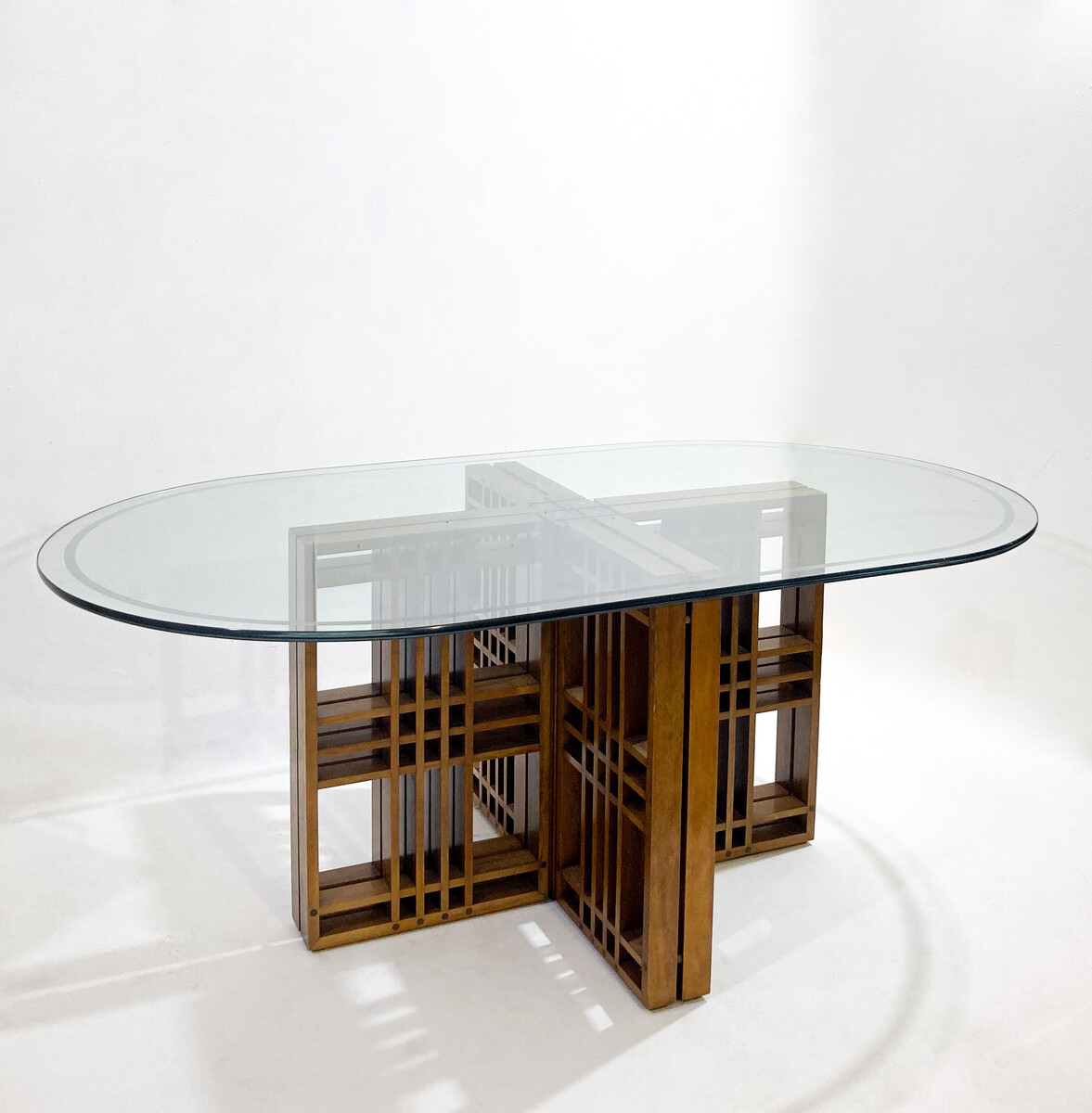 Mid-Century Modern Italian Dining Table, Wood and Glass, 1960's