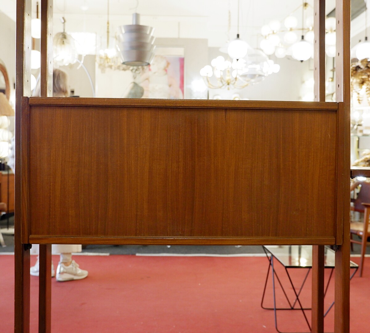 Mid Century Modern Italian Floor to Ceiling teak Wall Unit - 1960s