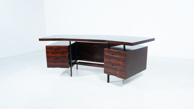 Mid-Century Modern Italian Wooden Desk with Drawers, 1960s