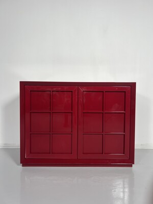 Mid-Century Modern Lacquered Red Sideboard, Italy, 1980s - 2 available
