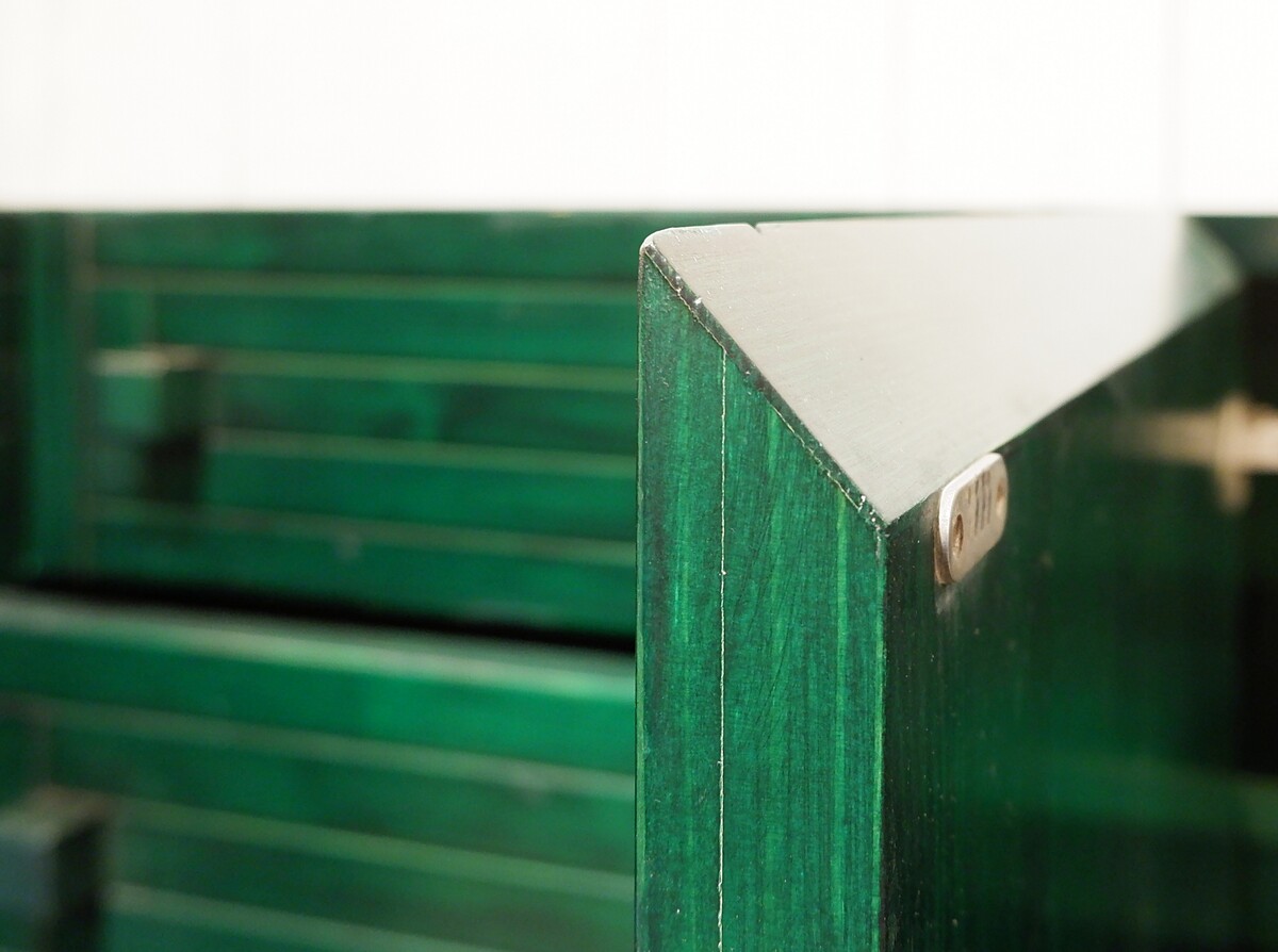 Mid Century Modern long graphic Sideboard in Green stained wood - Italy