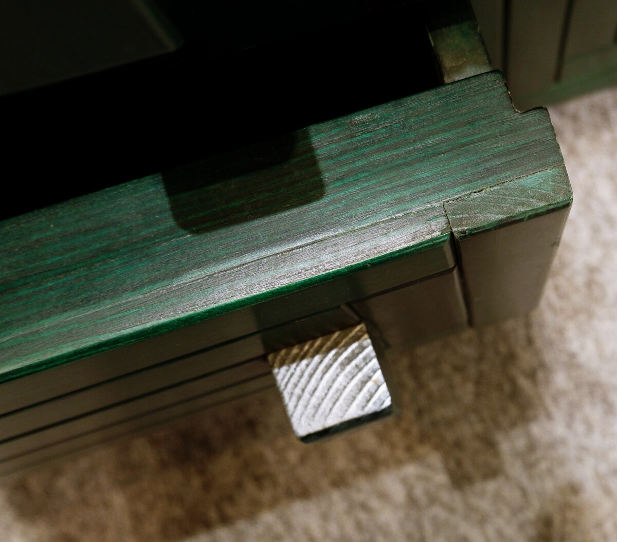 Mid Century Modern long graphic Sideboard in Green stained wood - Italy